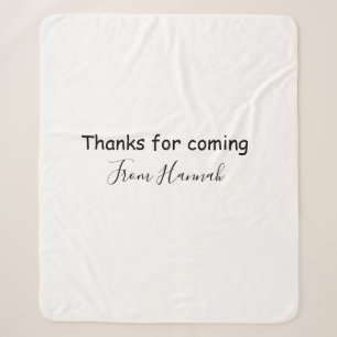 thanks for coming add name text message babyshower sherpa blanket