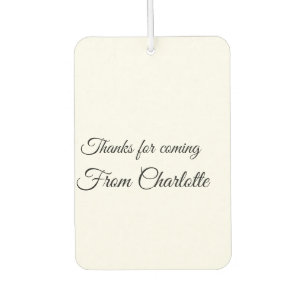 thanks for coming add name text message car air freshener