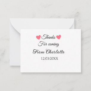 thanks for coming add name text message card