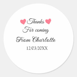 thanks for coming add name text message  classic round sticker