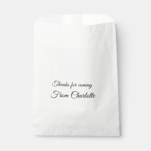 thanks for coming add name text message favour bag