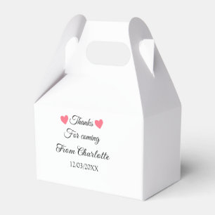 thanks for coming add name text message  favour box