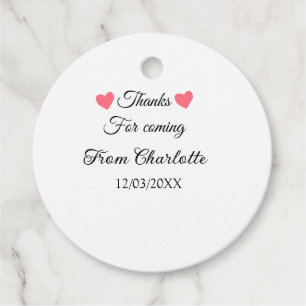 thanks for coming add name text message  favour tags