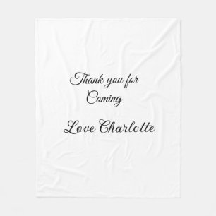 thanks for coming add name text message  fleece blanket