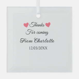 thanks for coming add name text message glass tree decoration