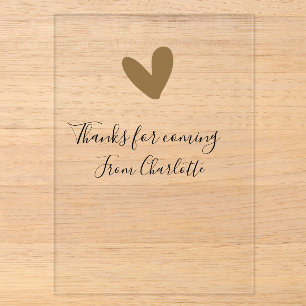 thanks for coming add name text message gold heart acrylic invitations