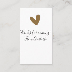 thanks for coming add name text message gold heart business card