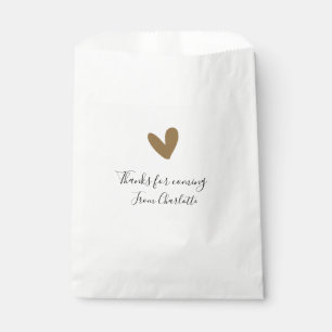 thanks for coming add name text message gold heart favour bag