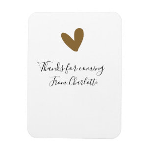 thanks for coming add name text message gold heart magnet