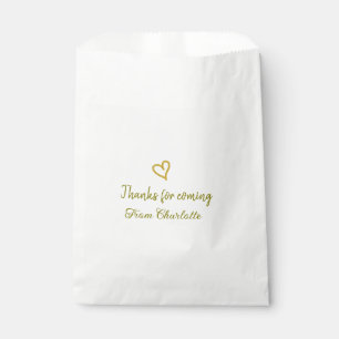 thanks for coming add name text message golden hea favour bag