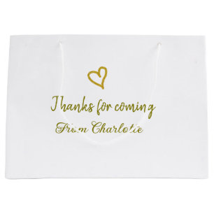 thanks for coming add name text message golden hea large gift bag