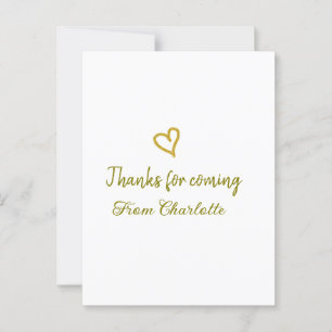 thanks for coming add name text message golden hea postcard