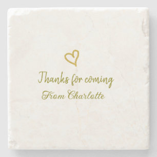 thanks for coming add name text message golden hea stone coaster