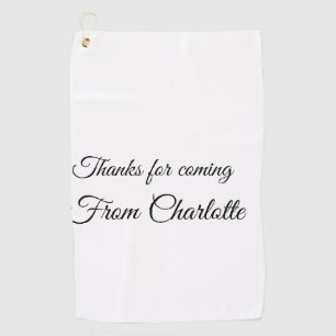 thanks for coming add name text message  golf towel
