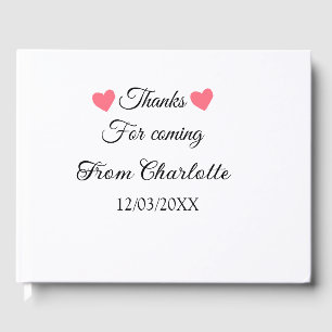 thanks for coming add name text message guest book