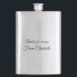 thanks for coming add name text message  hip flask<br><div class="desc">Design</div>