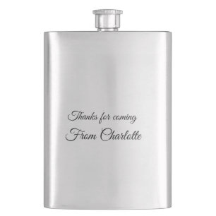 thanks for coming add name text message  hip flask