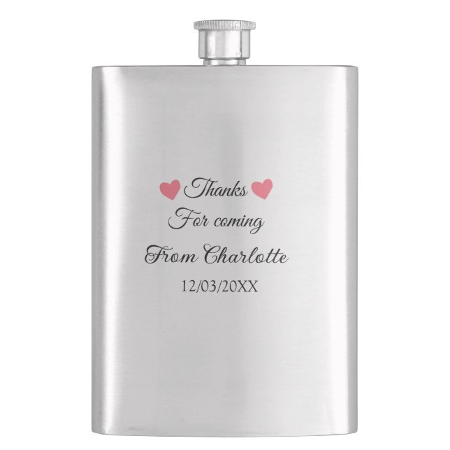 thanks for coming add name text message  hip flask (Front)