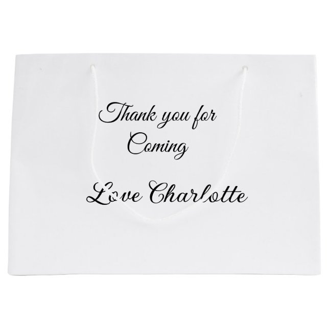 thanks for coming add name text message  large gift bag (Front)