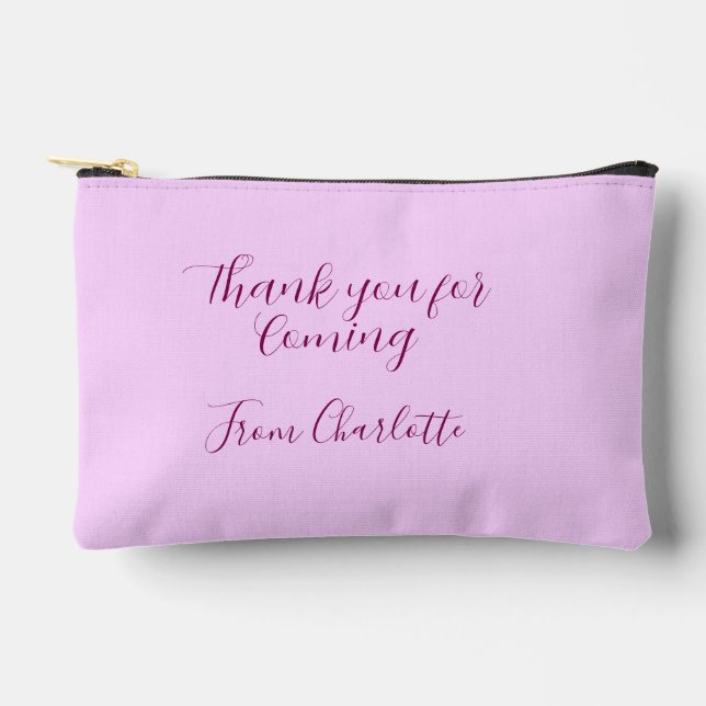 thanks for coming add name text message mauve accessory pouch (Front)