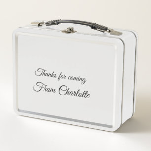 thanks for coming add name text message metal lunch box