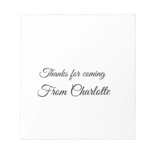 thanks for coming add name text message notepad