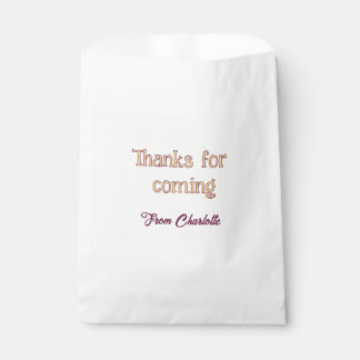 thanks for coming add name text message orange favour bag