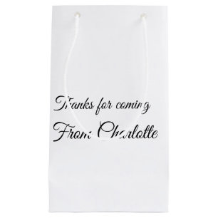 thanks for coming add name text message  small gift bag