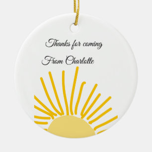 thanks for coming add name text message sun ceramic ornament