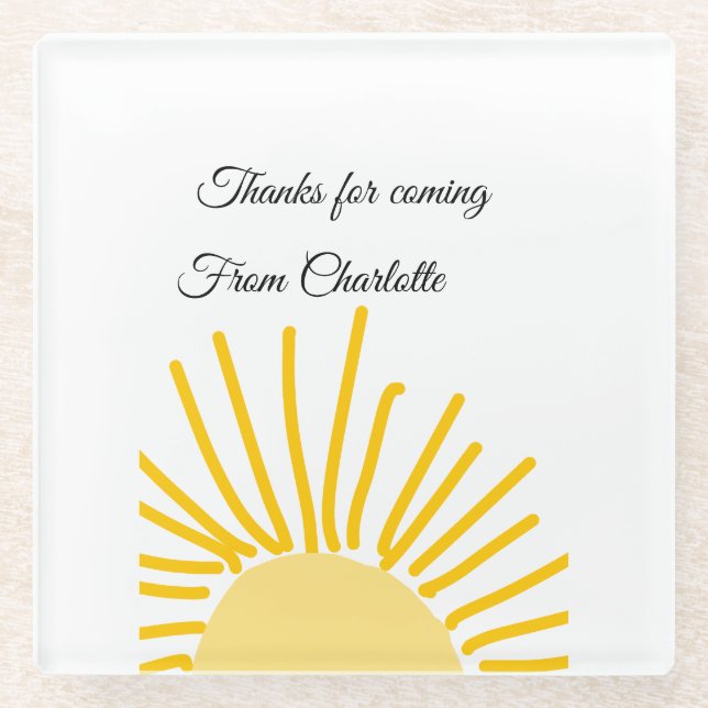 thanks for coming add name text message sun glass coaster (Front)