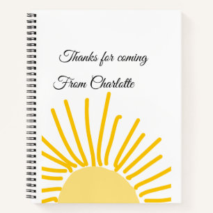 thanks for coming add name text message sun notebook