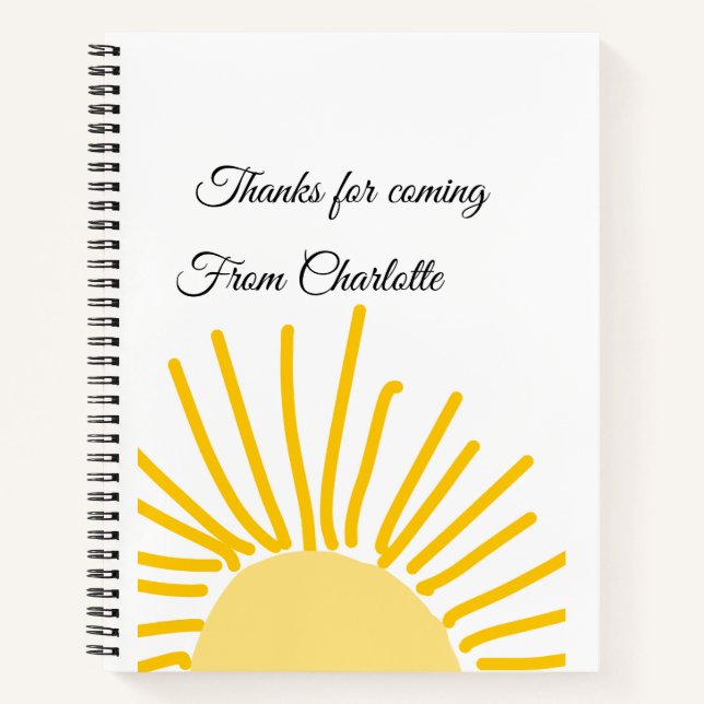 thanks for coming add name text message sun notebook (Front)