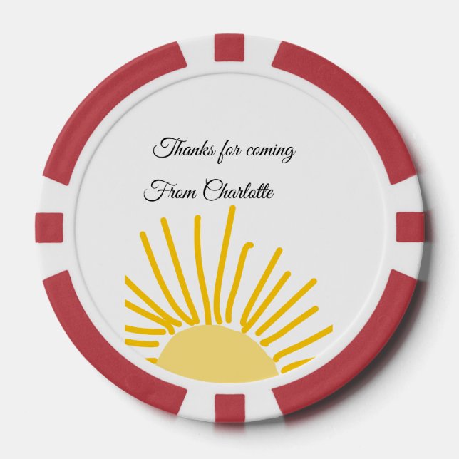 thanks for coming add name text message sun poker chips (Front)
