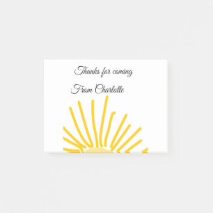 thanks for coming add name text message sun post-it notes