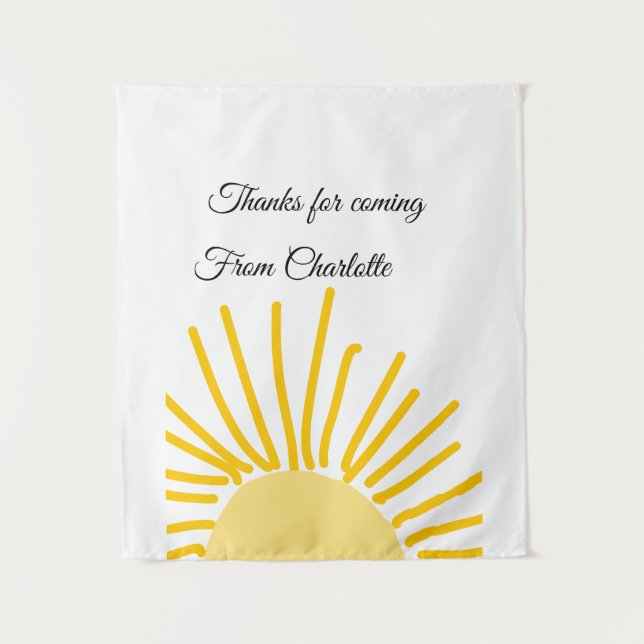 thanks for coming add name text message sun tapestry (Front)