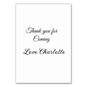 thanks for coming add name text message table number