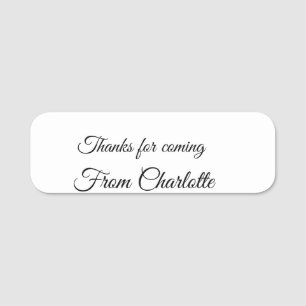 thanks for coming add name text message tag