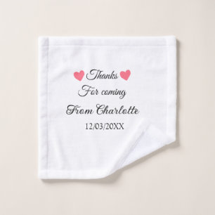 thanks for coming add name text message wash cloth