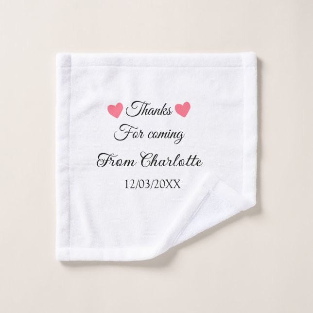thanks for coming add name text message  wash cloth (Wash Cloth)