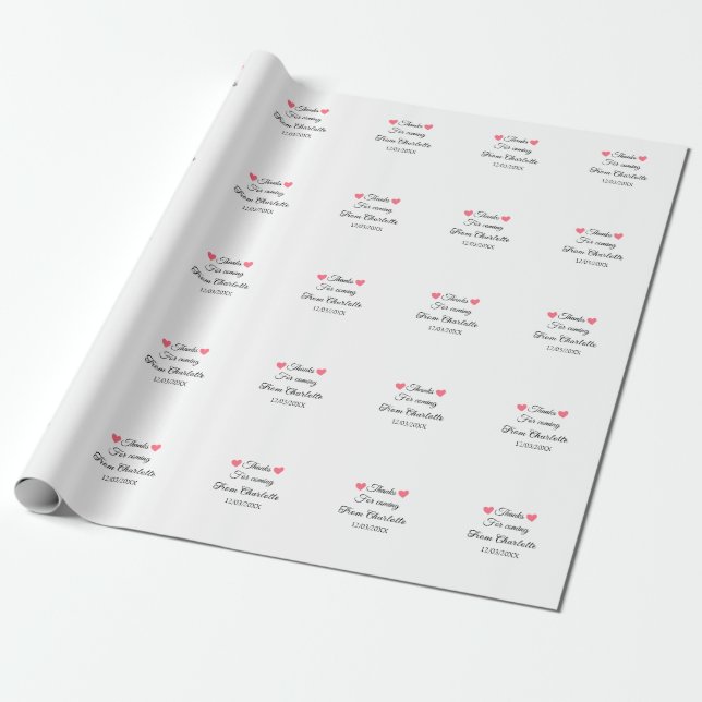 thanks for coming add name text message  wrapping paper (Unrolled)