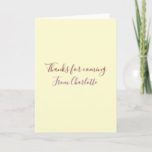 thanks for coming add name text message yellow pas card