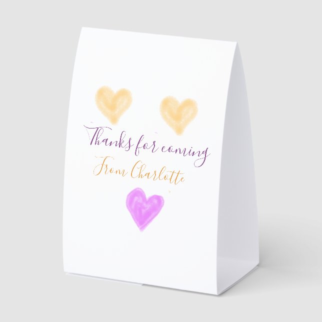 thanks for coming add name text orange purple hear (Front)