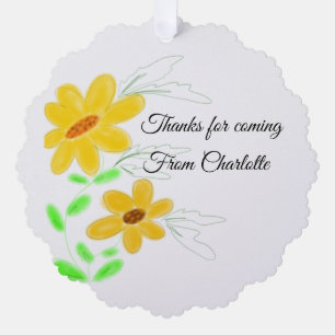 thanks for coming add name text yellow sunflower b tree decoration card