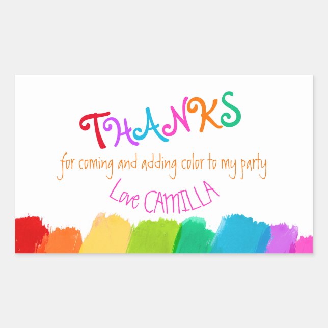 Thanks for coming art party paint stickers (Front)