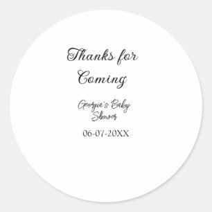 Thanks for coming baby shower modern simple typogr classic round sticker
