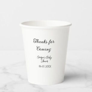 Thanks for coming baby shower modern simple typogr paper cups