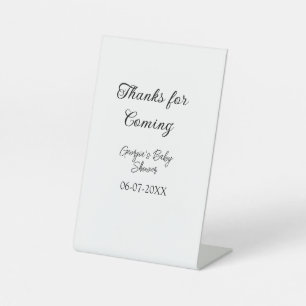 Thanks for coming baby shower modern simple typogr pedestal sign
