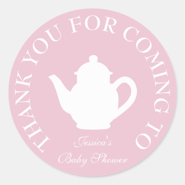 Thanks for coming baby shower tea party stickers (Front)
