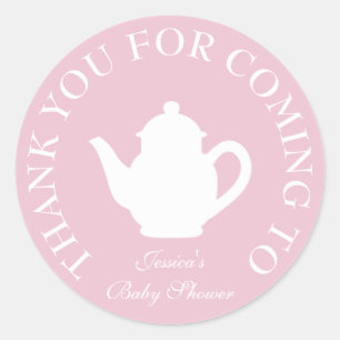 Thanks for coming baby shower tea party stickers