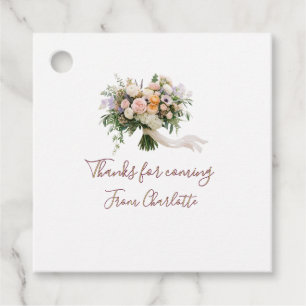 thanks for coming floral bouque green blue name mo favour tags